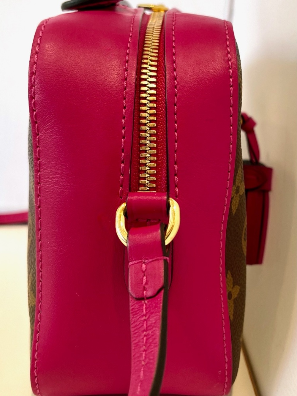 GREAT! LOUIS VUITTON MONOGRAM SAINTONGE Hot Pink FUCHSIA Crossbody Shoulder Bag - Picture 6 of 11